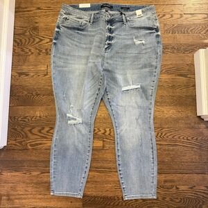 Judy Blue New Women's‎ High Rise Distressed Skinny Fit Jeans  Light Wash Sz 24W